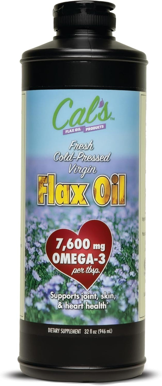 32 oz Pure Cold Pressed Flax Seed Oil Liquid Supplement - High Omega 3 Fatty Acids for Joint, Skin, Heart Health