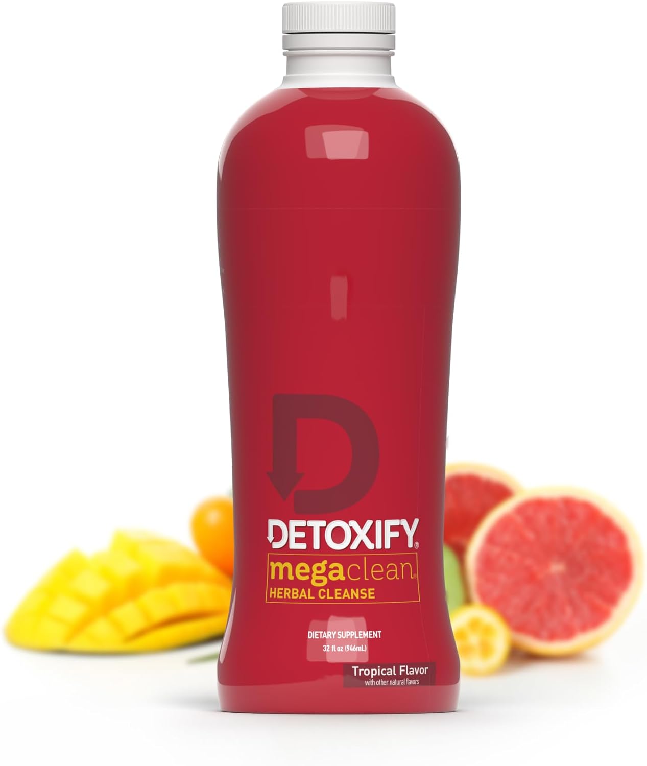 32 oz Tropical Herbal Cleanse Drink with Milk Thistle, Ginseng, Guarana - Professional Detox Formula + Sticker