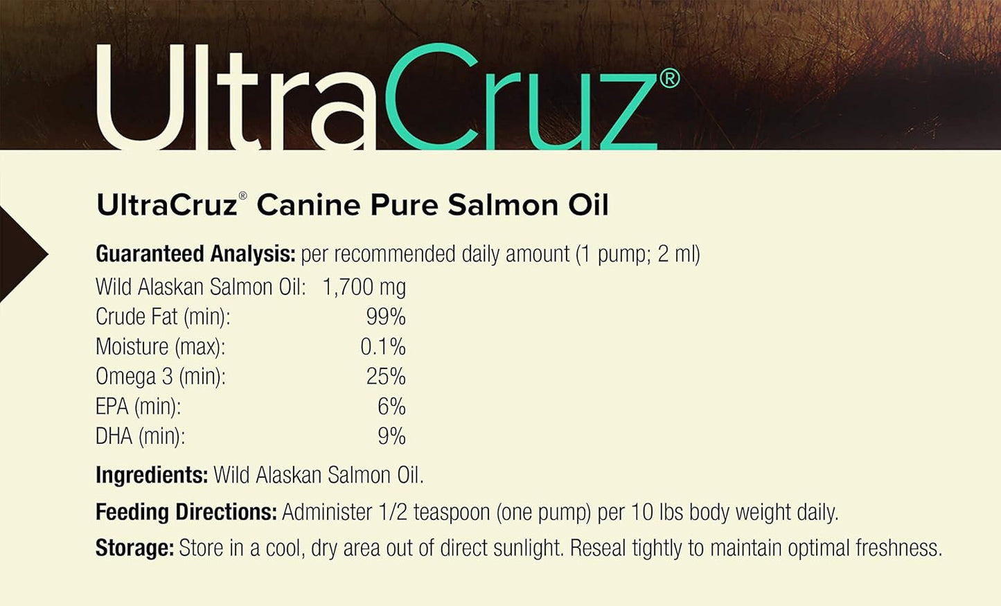 32 oz UltraCruz Canine Pure Salmon Oil Supplement for Dogs - Omega-3 Fatty Acids for Healthy Skin and Coat