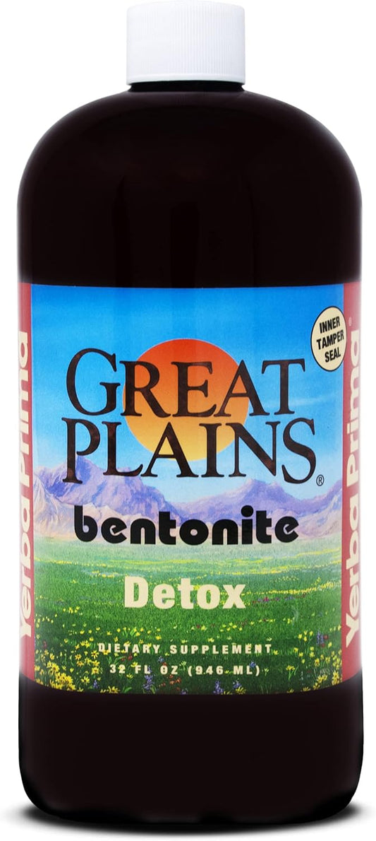 32 oz Yerba Prima Great Plains Bentonite Liquid Clay Cleansing Supplement in BPA-Free Bottle