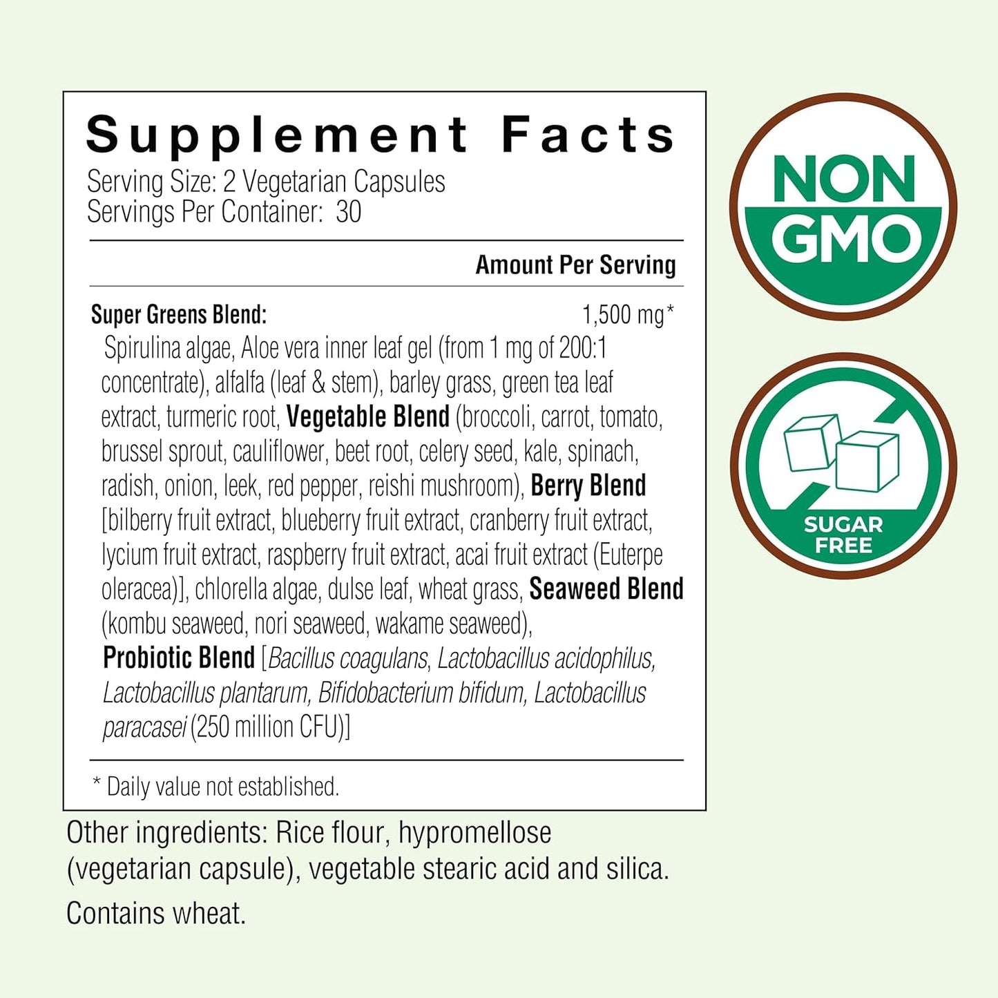 32 Superfood Vegicaps: Whole Food Supplement with Greens, Fruits, Vegetables, Mushrooms, Probiotics - Antioxidants, Phytonutrients - 60 Count