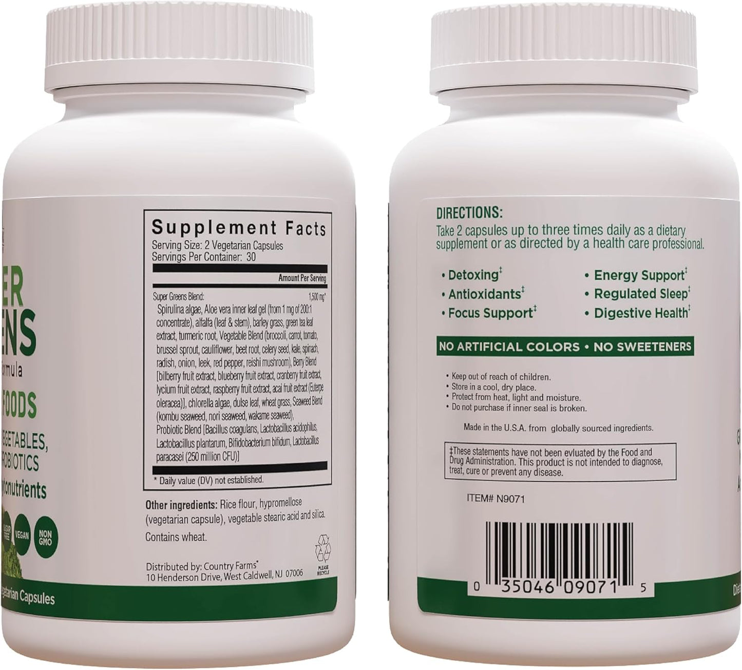 32 Superfood Vegicaps: Whole Food Supplement with Greens, Fruits, Vegetables, Mushrooms, Probiotics - Antioxidants, Phytonutrients - 60 Count