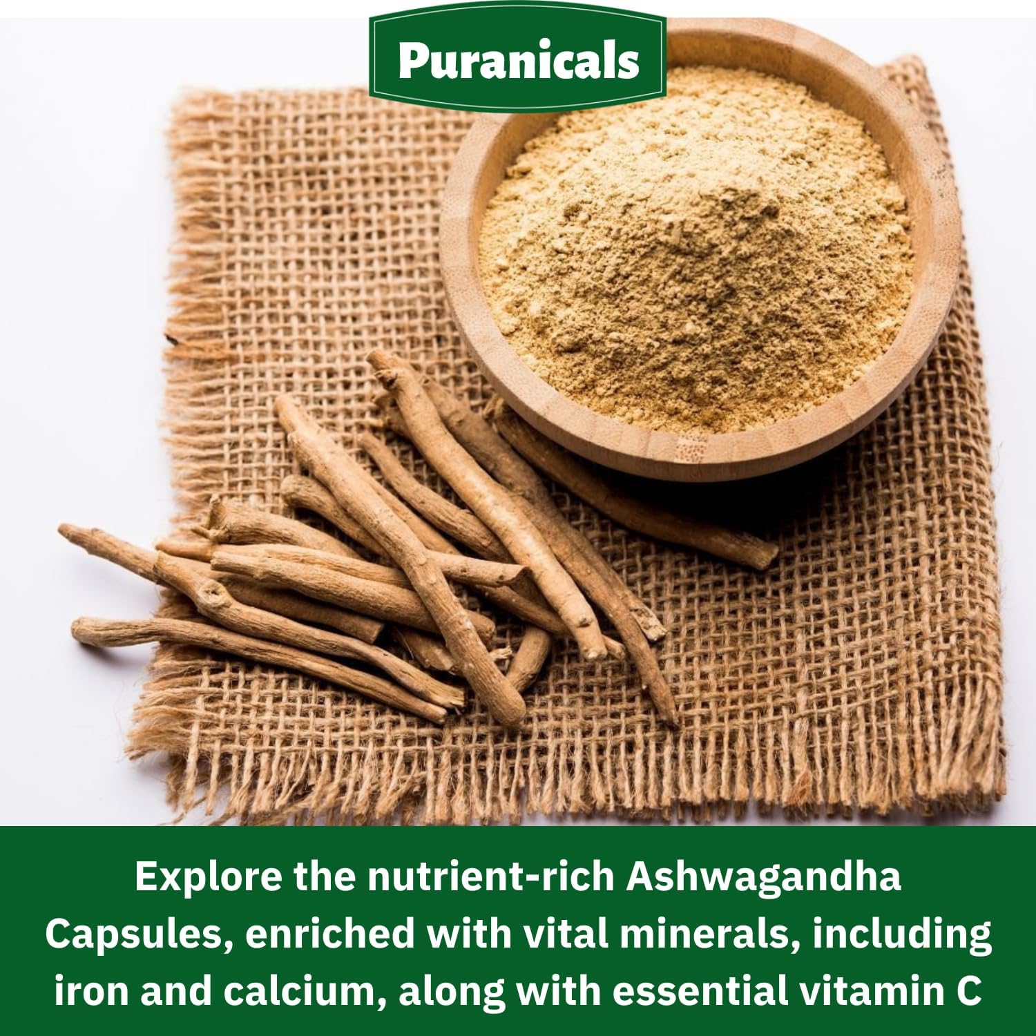 320 Capsules Puranicals Ashwagandha: Non GMO, Gluten Free, 100% Pure Herbal Supplement with 500 mg Per Serving