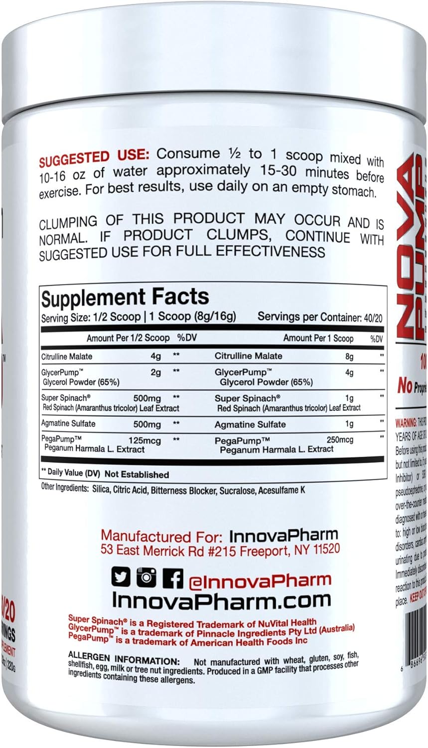 320g Unflavored InnovaPharm NOVAPUMP for Enhanced Performance