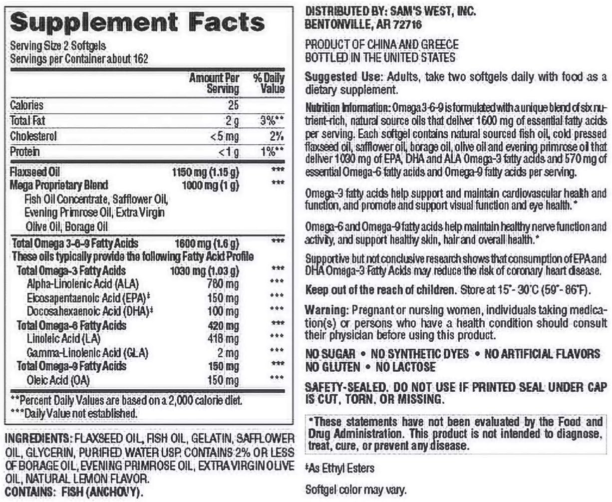 325 Count Members Mark Omega 3-6-9 Dietary Supplement - High Quality Essential Fatty Acids for Health