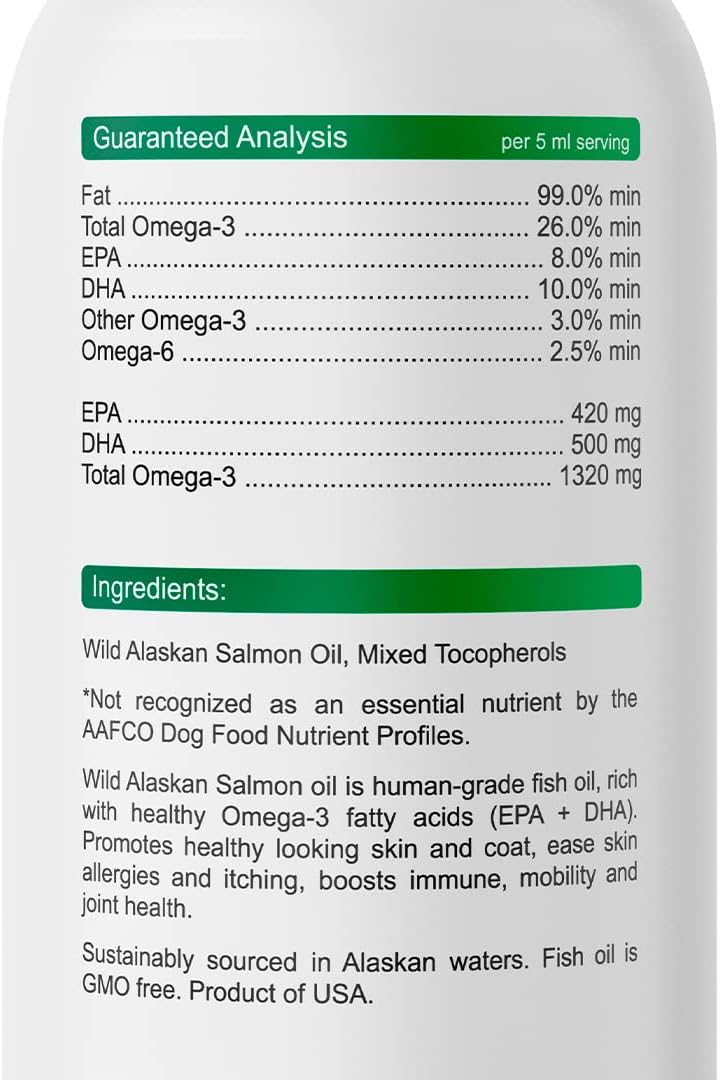 32oz BARK&SPARK Salmon Oil Liquid Supplement for Pets - Omega-3 Fish Oil for Dogs & Cats - Supports Skin, Coat, Joints, Immune & Heart Health