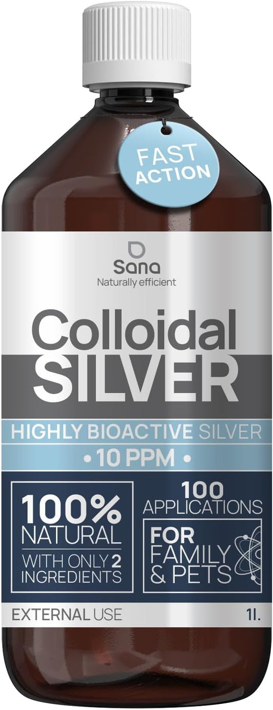 32oz Institut Katharos Colloidal Silver Liquid - 10 PPM Hydrosol Silver Water for Immune Support - Nano Sol Supplement with Ionic Minerals