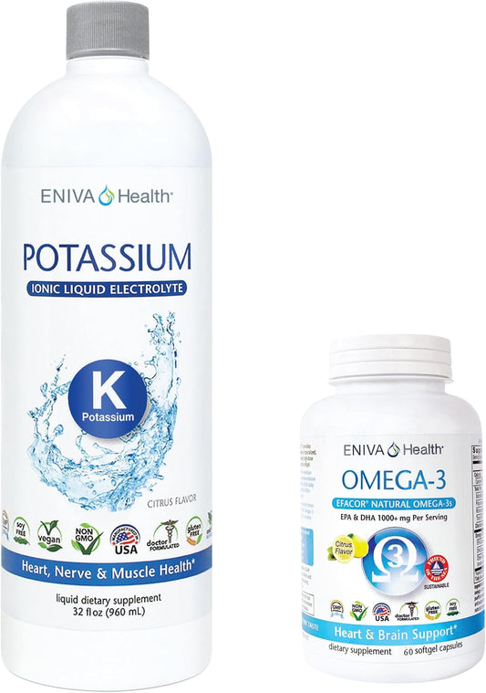 32oz Liquid Ionic Potassium & 60ct Omega-3 Fish Oil for Metabolic Function, Energy, Immune System Boost