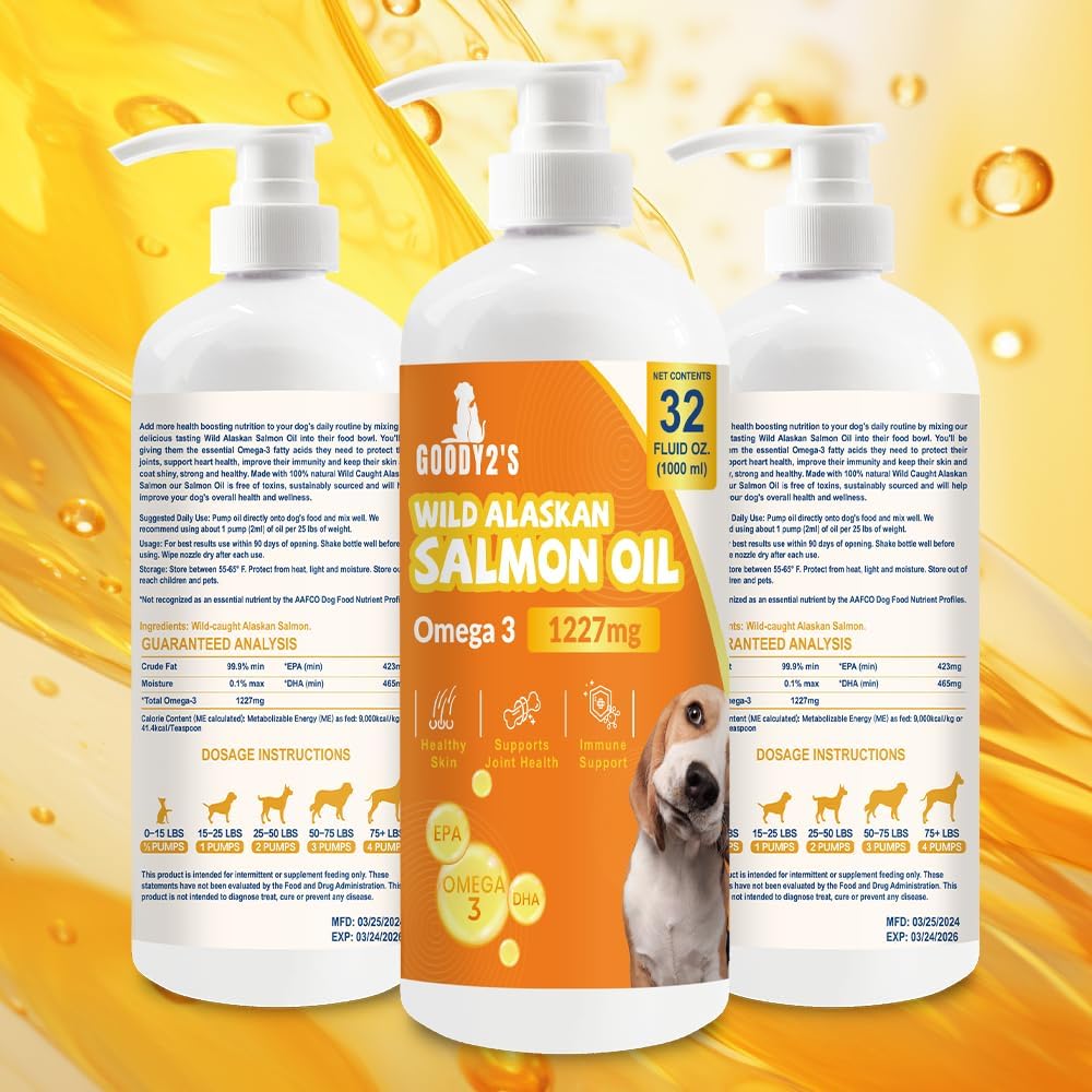 32oz MANA OHANA TREATS Alaskan Salmon Oil for Dogs & Cats - Omega 3 Fish Oil for Skin, Coat, Joint, Bone, Allergy Relief & Inflammation - Natural Liquid Supplement