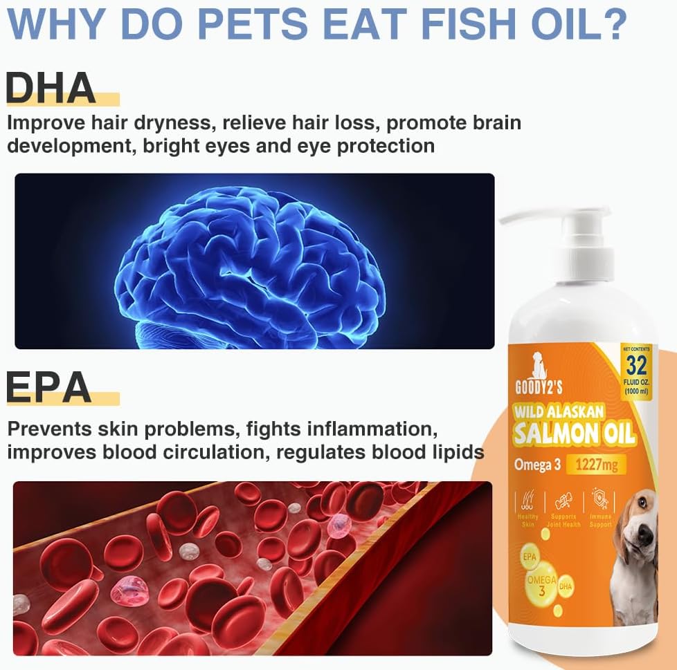 32oz MANA OHANA TREATS Alaskan Salmon Oil for Dogs & Cats - Omega 3 Fish Oil for Skin, Coat, Joint, Bone, Allergy Relief & Inflammation - Natural Liquid Supplement