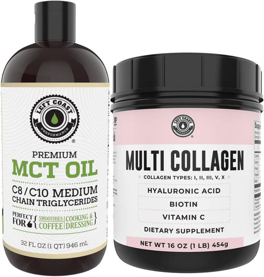32oz MCT Oil & 1lb Multi Collagen Bundle by Left Coast Performance