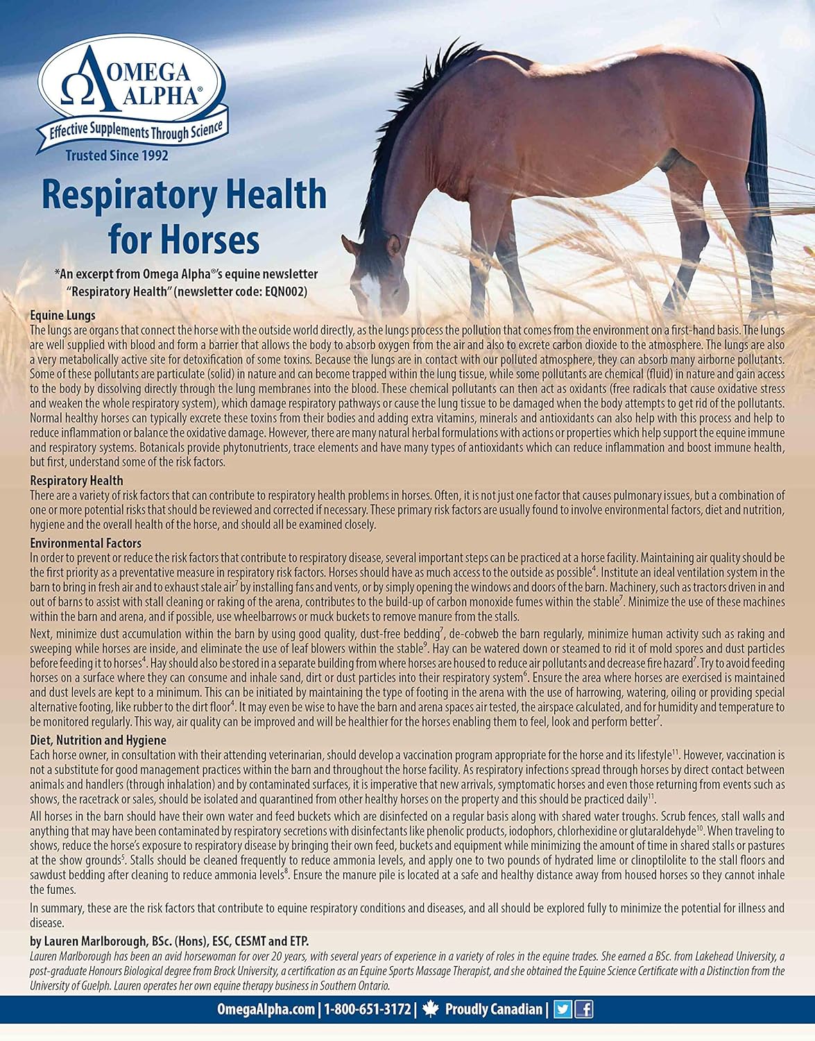 32oz Omega Alpha Equine Respi-Free Supplement for Horses