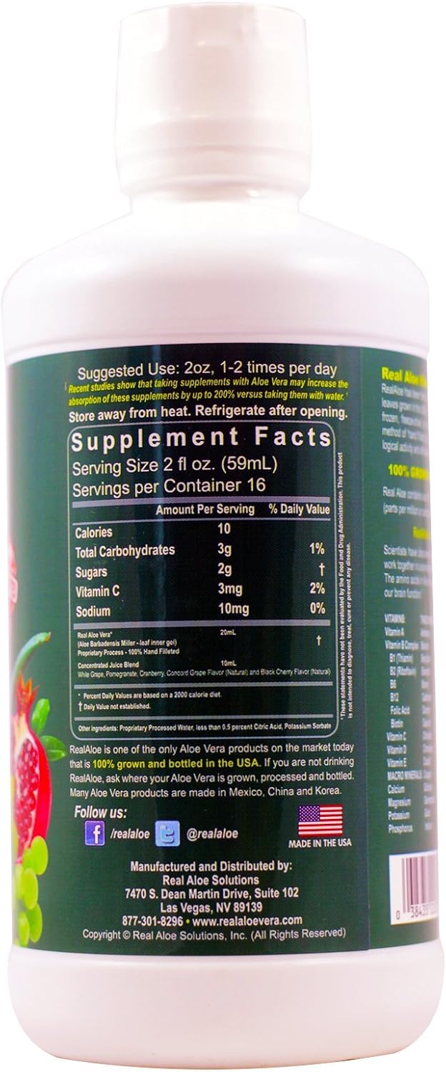 32oz Real Aloe Vera Super Juice - Natural Aloe Drink for Digestive Health