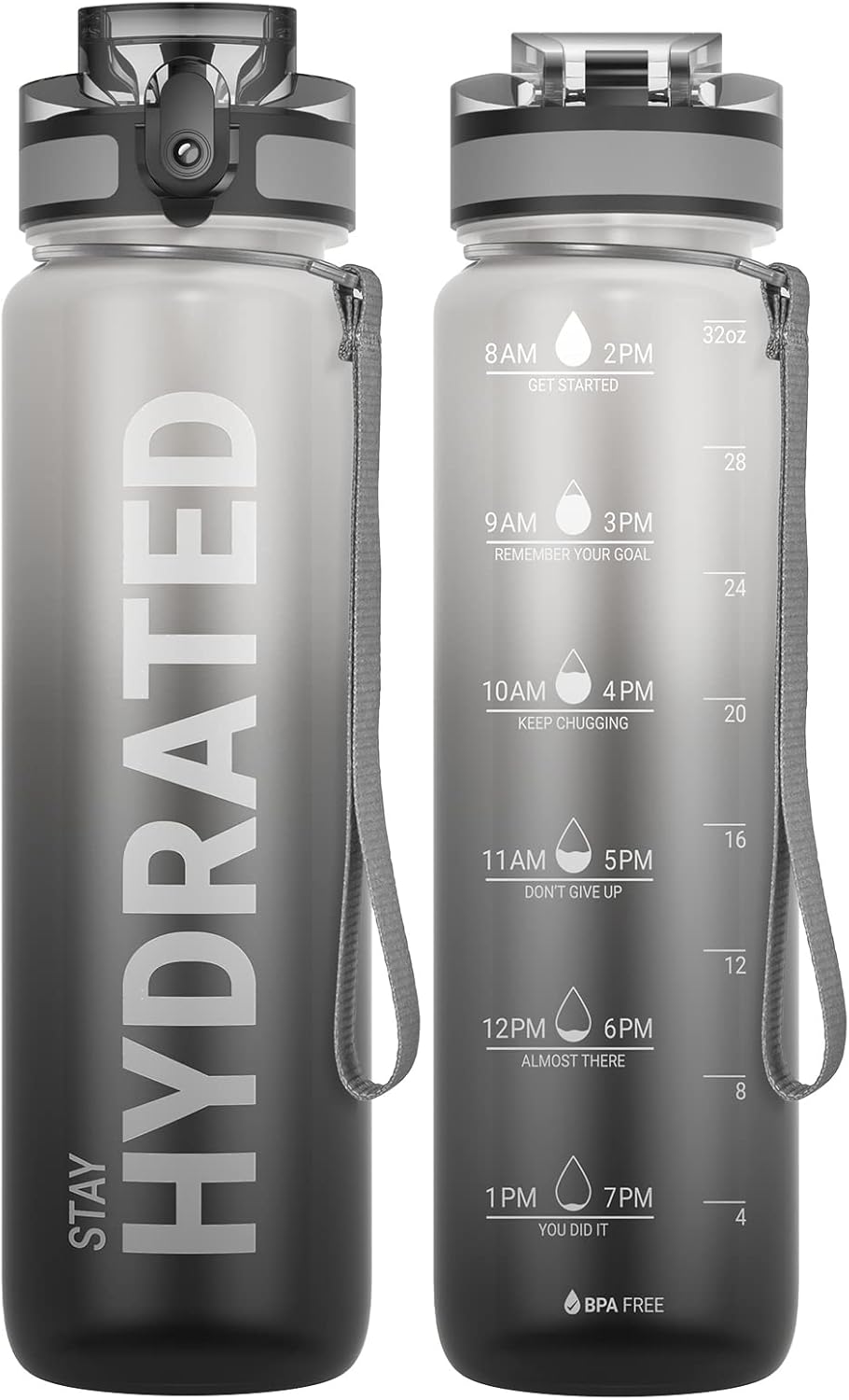 32oz Sahara Sailor Water Bottle - Durable Leakproof Tritan Bottle with Time Marker, BPA Free, Wide Mouth, Easy Clean Brush - Ideal for Gym, Travel, School, Office - Motivational Hydration (1 Bottle)