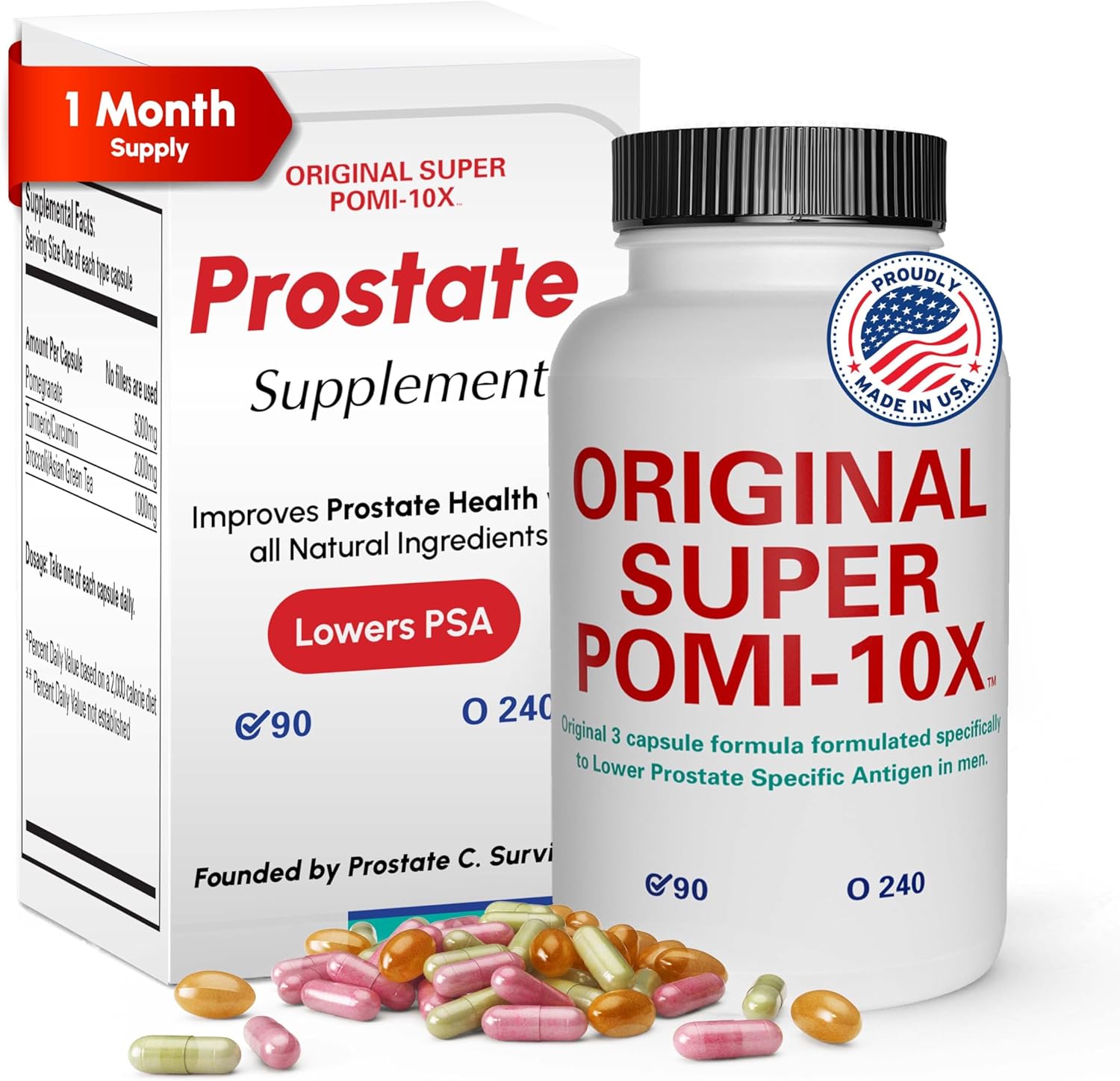 330 Count PCSPES Super POMI 10X Prostate Supplements for Men - Promotes Healthy PSA Levels, Improved Bladder Control, and Decreased Urination Frequency - Non-GMO, Gluten-Free, Soy-Free