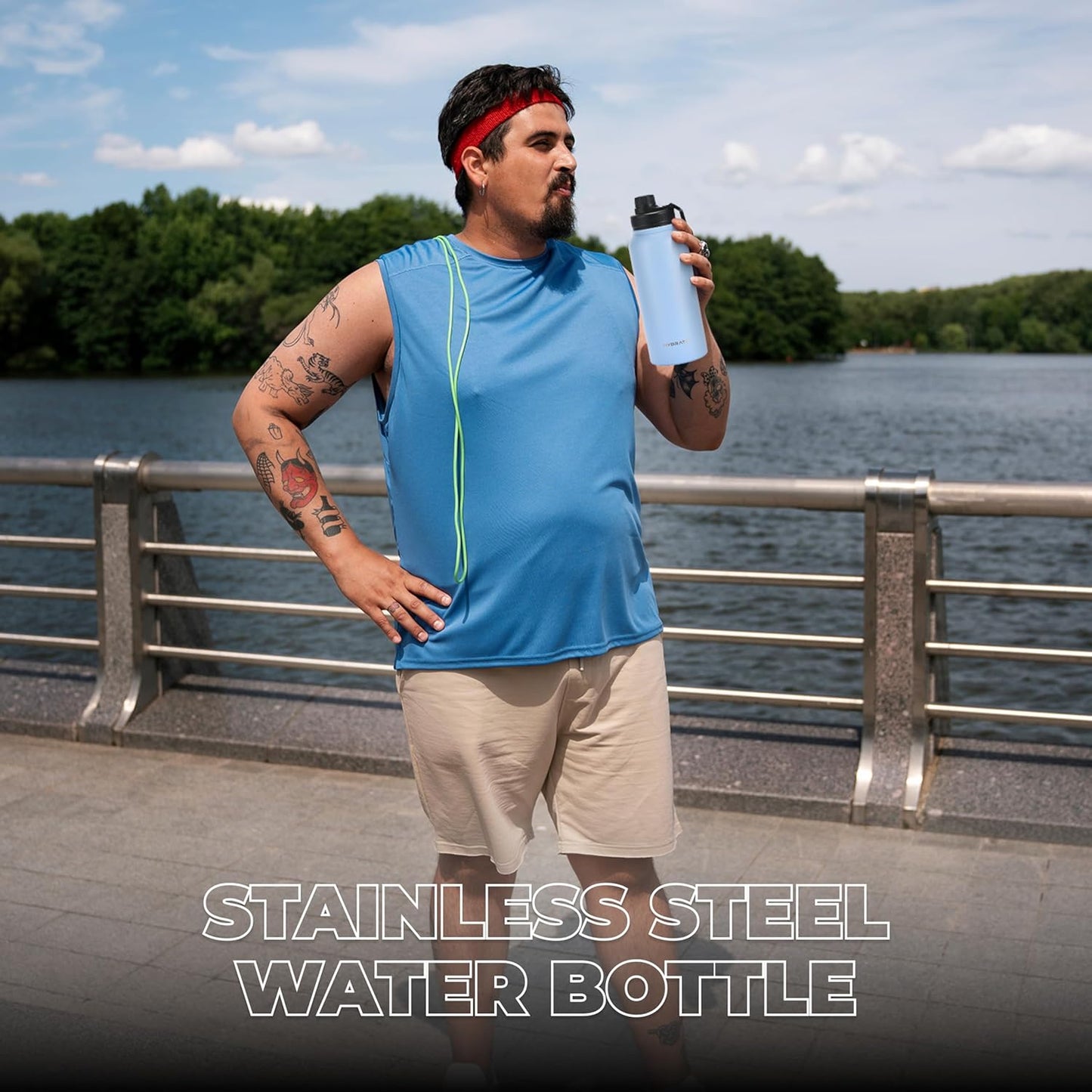 34oz Insulated Stainless Steel Water Bottle - Leak-Proof Design - Convenient Handle - Double Vacuum Insulation - Ideal for School, Work, or Adventure