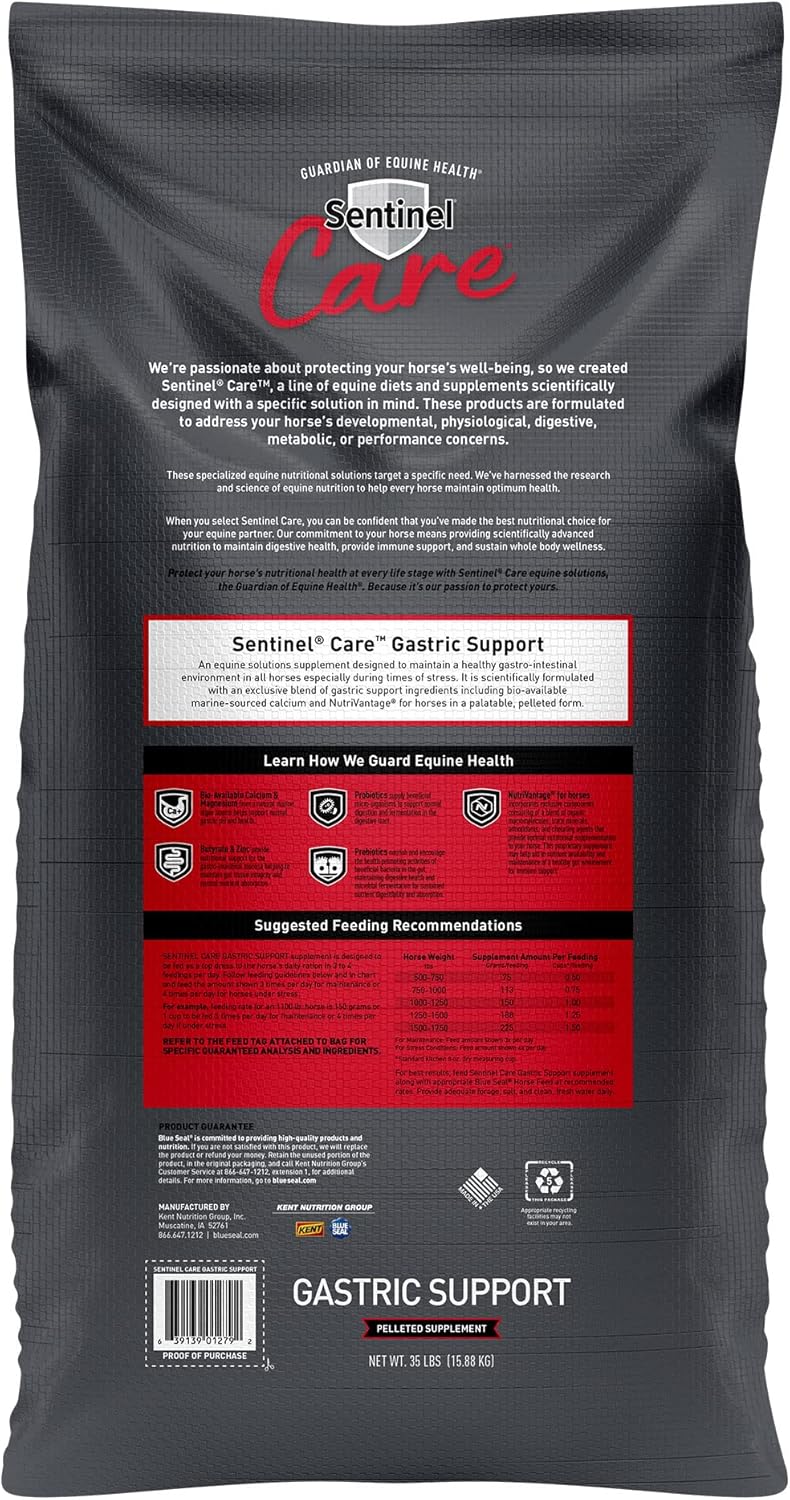 35 lb Bag of Blue Seal Sentinel Care Gastric Support Supplement for Horses