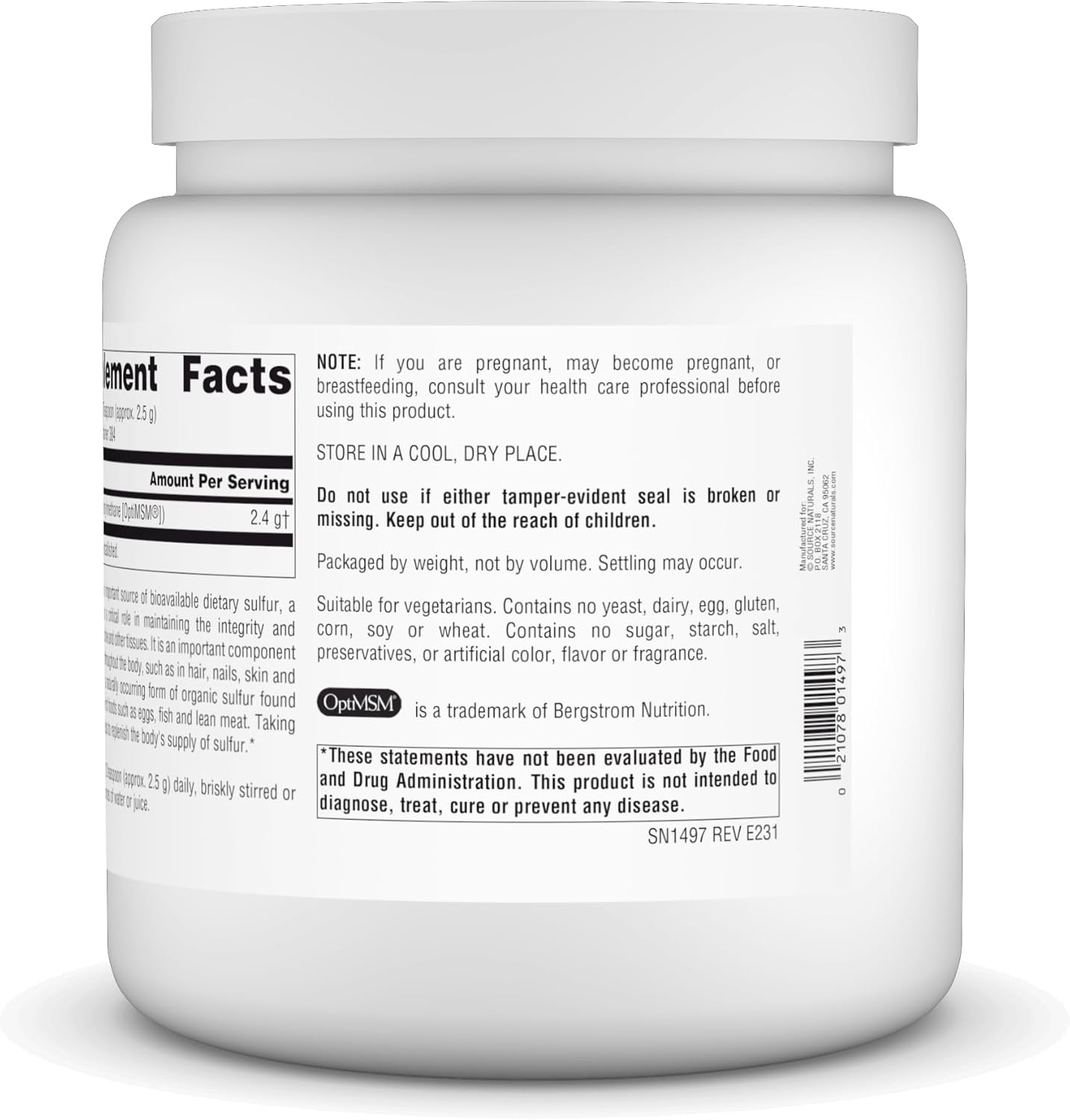 35 Ounce Source Naturals MSM Powder - 1,000 Grams Methylsulfonylmethane Supplement