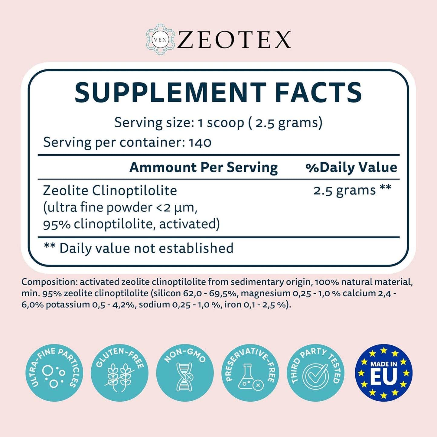 350g Nano Zeolite Powder for Full Body Detox Cleanse & Toxin Removal