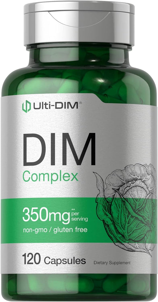 350mg Horbรคach DIM Supplement for Women & Men - 120 Capsules with Diindolylmethane, Broccoli, and Kale - Non-GMO, Gluten Free