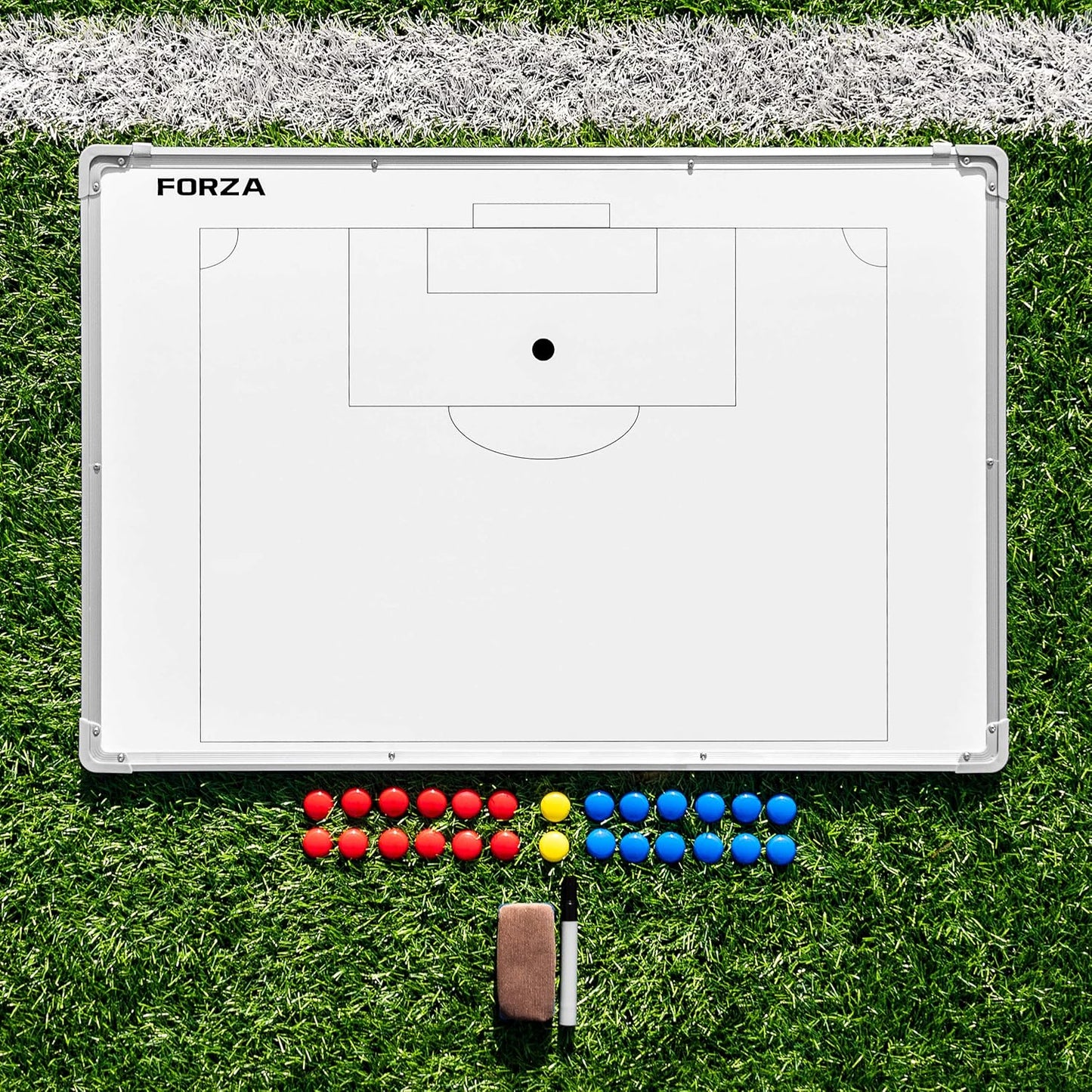 35x24 Double-Sided Sports Coaching Whiteboard | 13 Sport Options - Magnetic Markers, Pen & Eraser Included