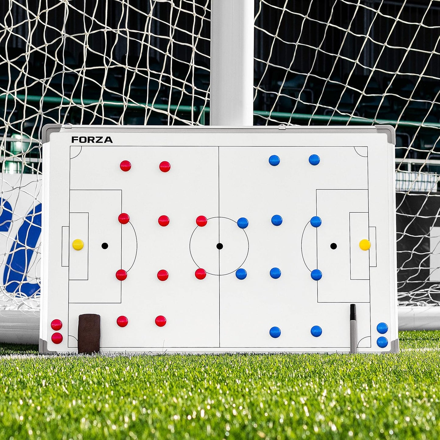 35x24 Double-Sided Sports Coaching Whiteboard | 13 Sport Options - Magnetic Markers, Pen & Eraser Included
