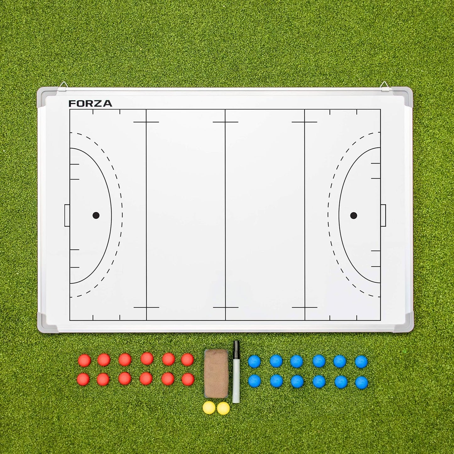35x24 Double-Sided Sports Coaching Whiteboard | 13 Sport Options - Magnetic Markers, Pen & Eraser Included