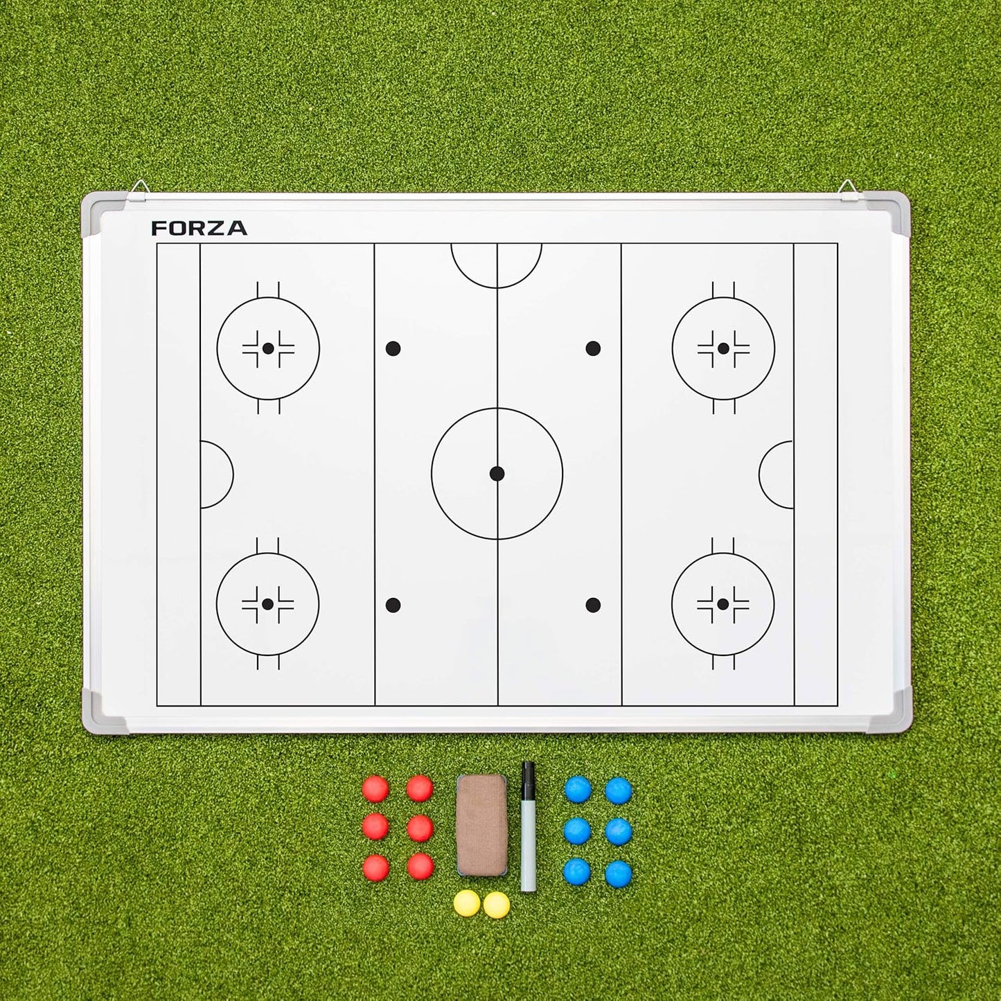 35x24 Double-Sided Sports Coaching Whiteboard | 13 Sport Options - Magnetic Markers, Pen & Eraser Included