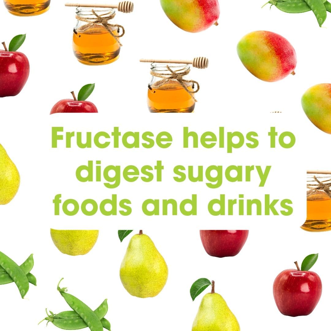 36 Capsules of Fructase Digestive Enzymes for Fructose Intolerance | Vegan Supplement for Digesting Sugary Foods & Drinks | Fast-Acting Enzymes | Low FODMAP Friendly