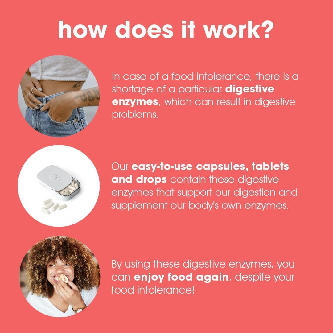 36 Capsules of Fructase Digestive Enzymes for Fructose Intolerance | Vegan Supplement for Digesting Sugary Foods & Drinks | Fast-Acting Enzymes | Low FODMAP Friendly