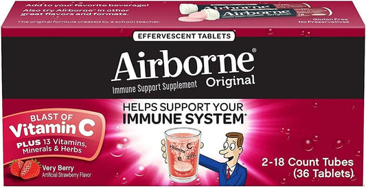 36 Count Airborne Very Berry Effervescent Tablets, 2 Pack