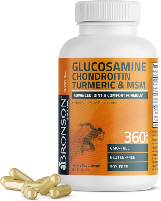 360 Capsules Bronson Glucosamine Chondroitin Turmeric & MSM Joint Support Formula for Healthy Joints & Cartilage