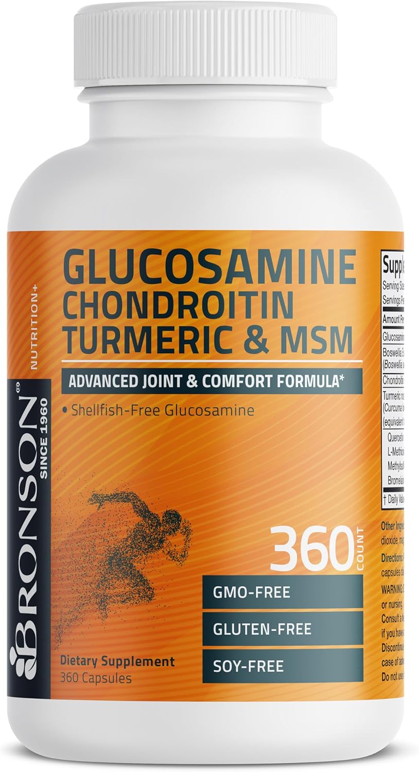 360 Capsules Bronson Glucosamine Chondroitin Turmeric & MSM Joint Support Formula for Healthy Joints & Cartilage
