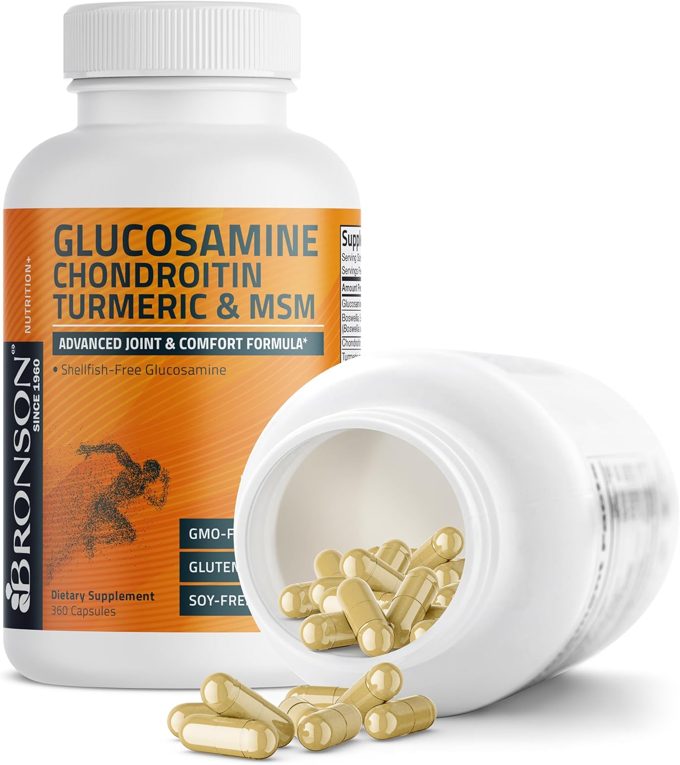 360 Capsules Bronson Glucosamine Chondroitin Turmeric & MSM Joint Support Formula for Healthy Joints & Cartilage