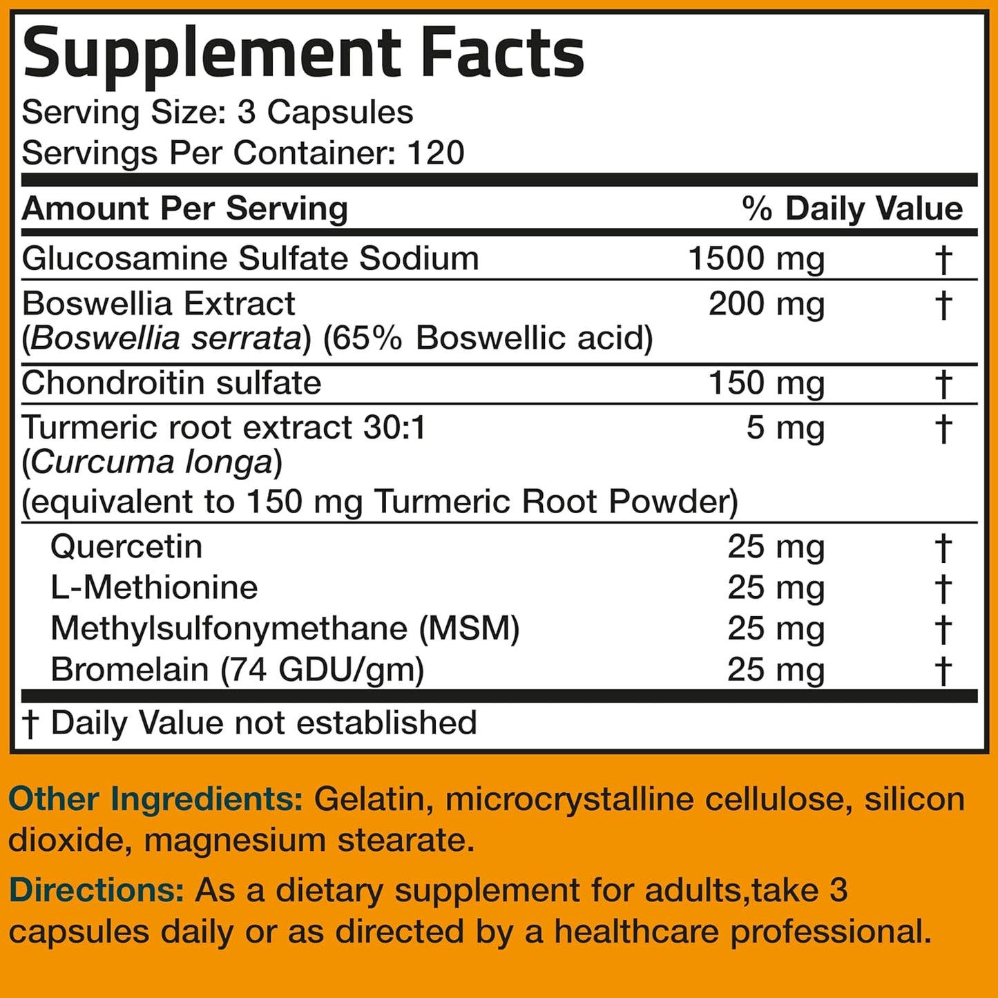 360 Capsules Bronson Glucosamine Chondroitin Turmeric & MSM Joint Support Formula for Healthy Joints & Cartilage