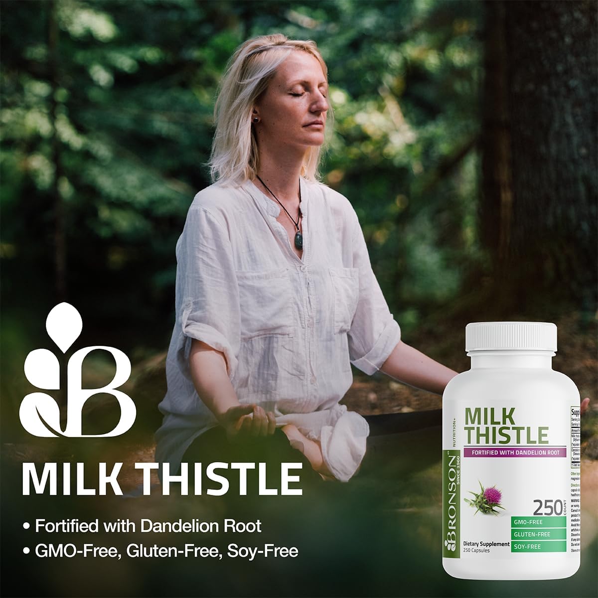 360 Capsules Bronson Milk Thistle Silymarin & Dandelion Root Liver Detox Support with Antioxidant Properties
