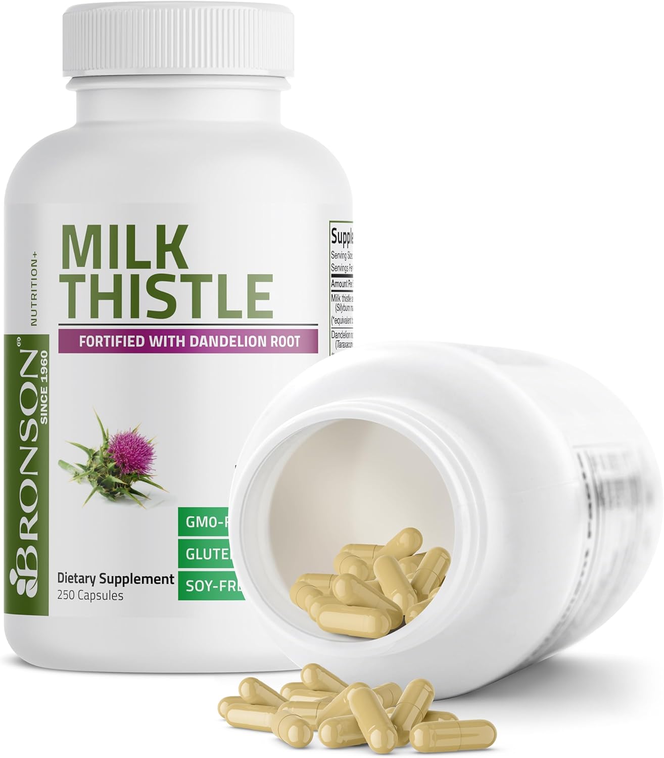360 Capsules Bronson Milk Thistle Silymarin & Dandelion Root Liver Detox Support with Antioxidant Properties