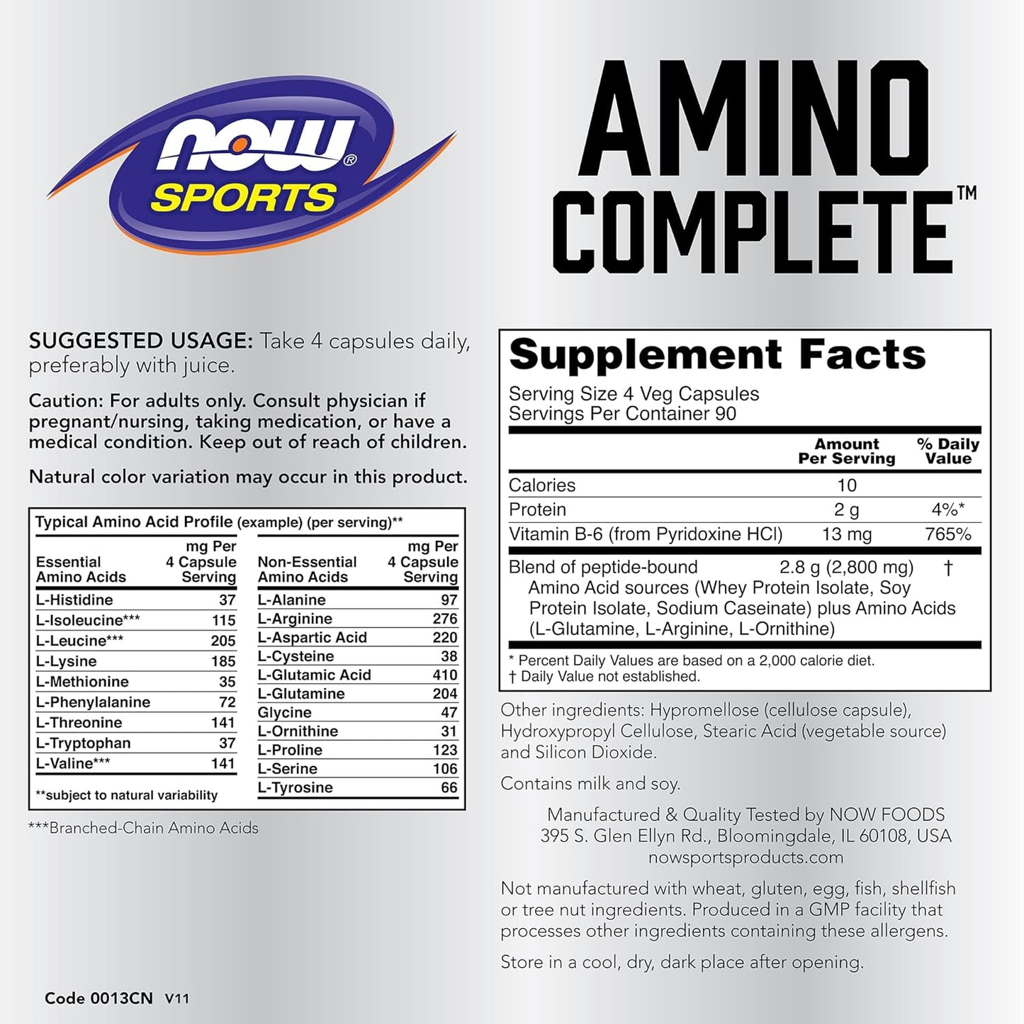 360 Capsules NOW Foods Amino Complete Supplement for Enhanced Nutrition and Muscle Support