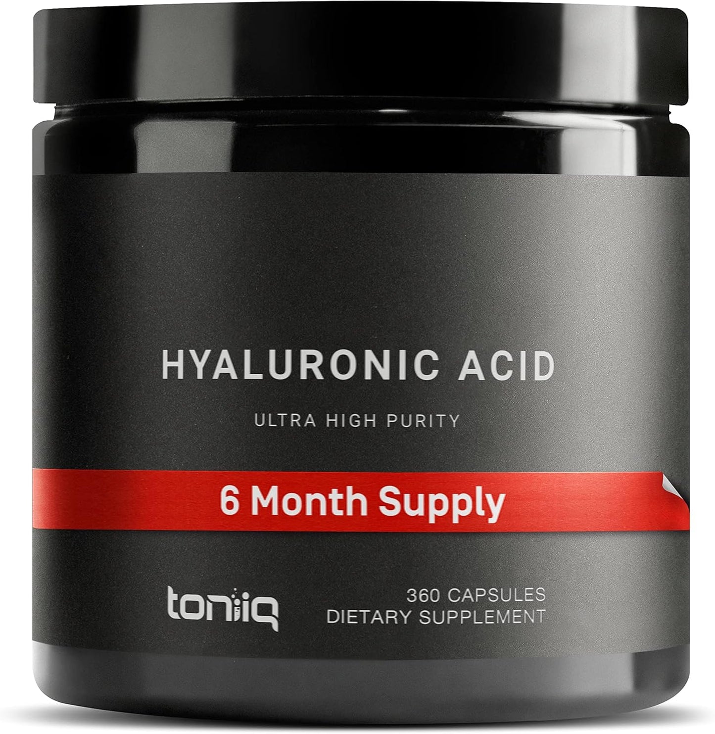 360 Capsules of Toniiq Ultra High Purity Hyaluronic Acid with 95%+ Purification, 275mg Formula, Non-GMO Fermentation, Vitamin C, Highly Bioavailable