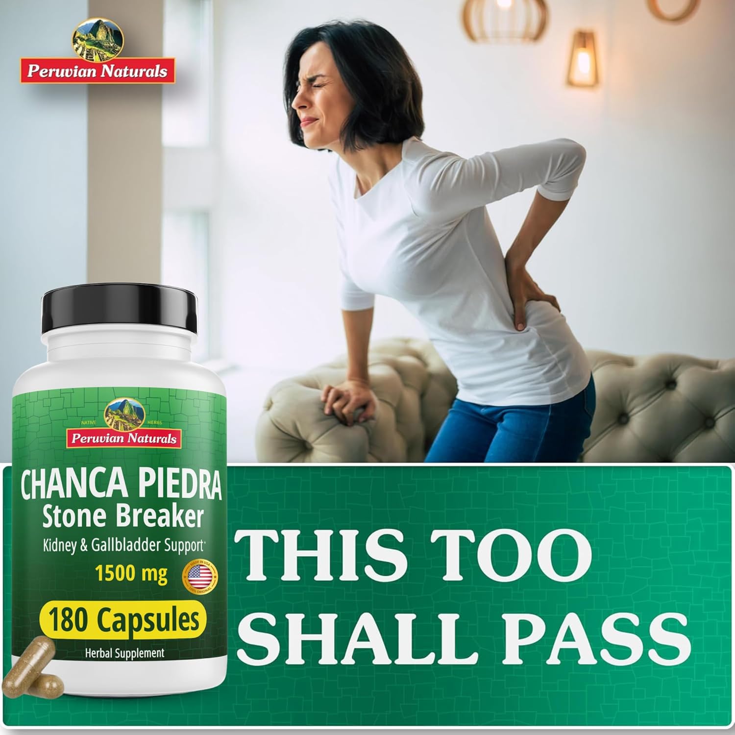 360 Capsules Peruvian Naturals Chanca Piedra Stone Breaker Kidney Cleanse Detox & Repair - All-Natural Vegan Gallbladder Supplements for Kidney Stones