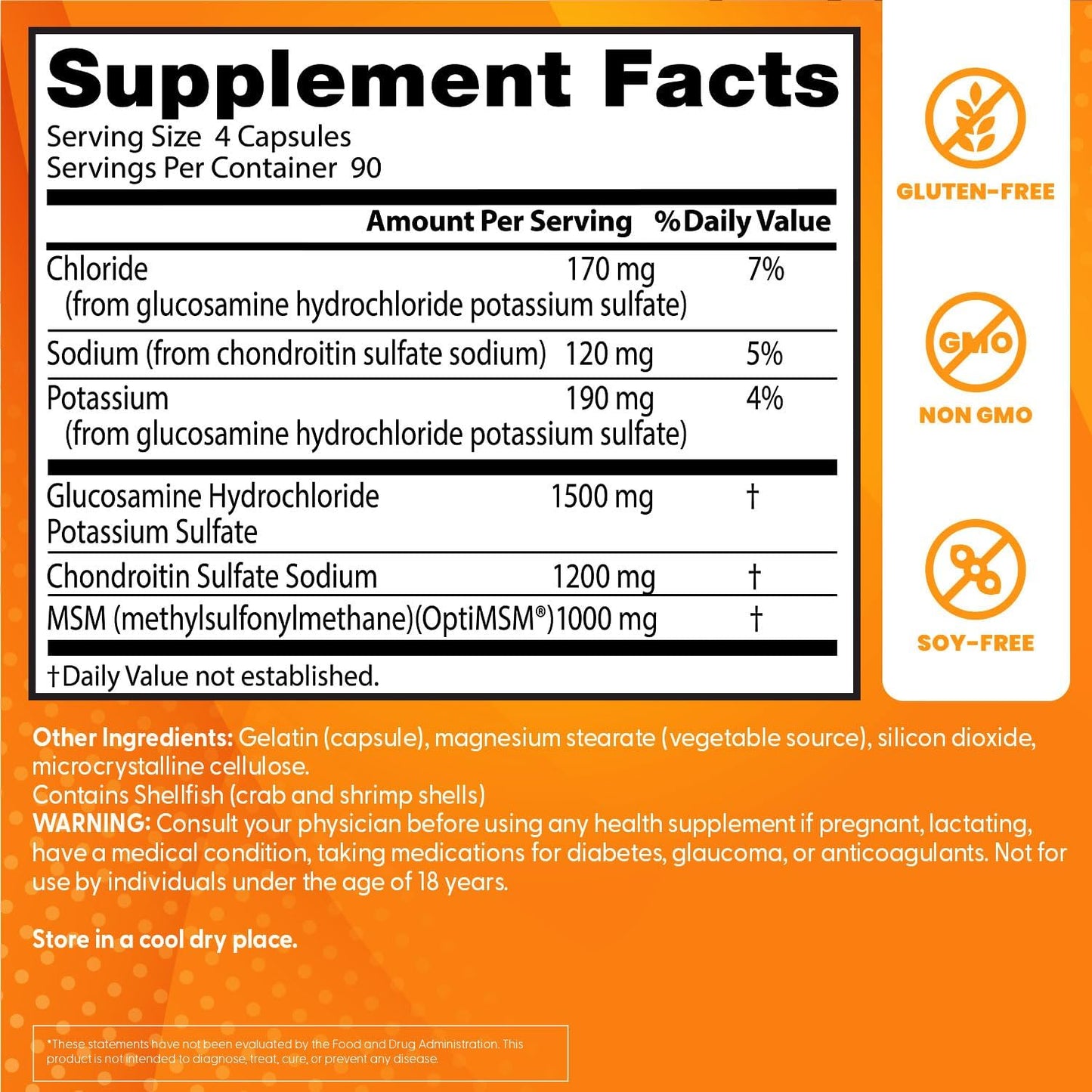 360 Count Doctor's Best Glucosamine Chondroitin MSM Capsules for Joint Support, OptiMSM Supplement Supports Healthy Joint Function, Non-GMO & Gluten Free