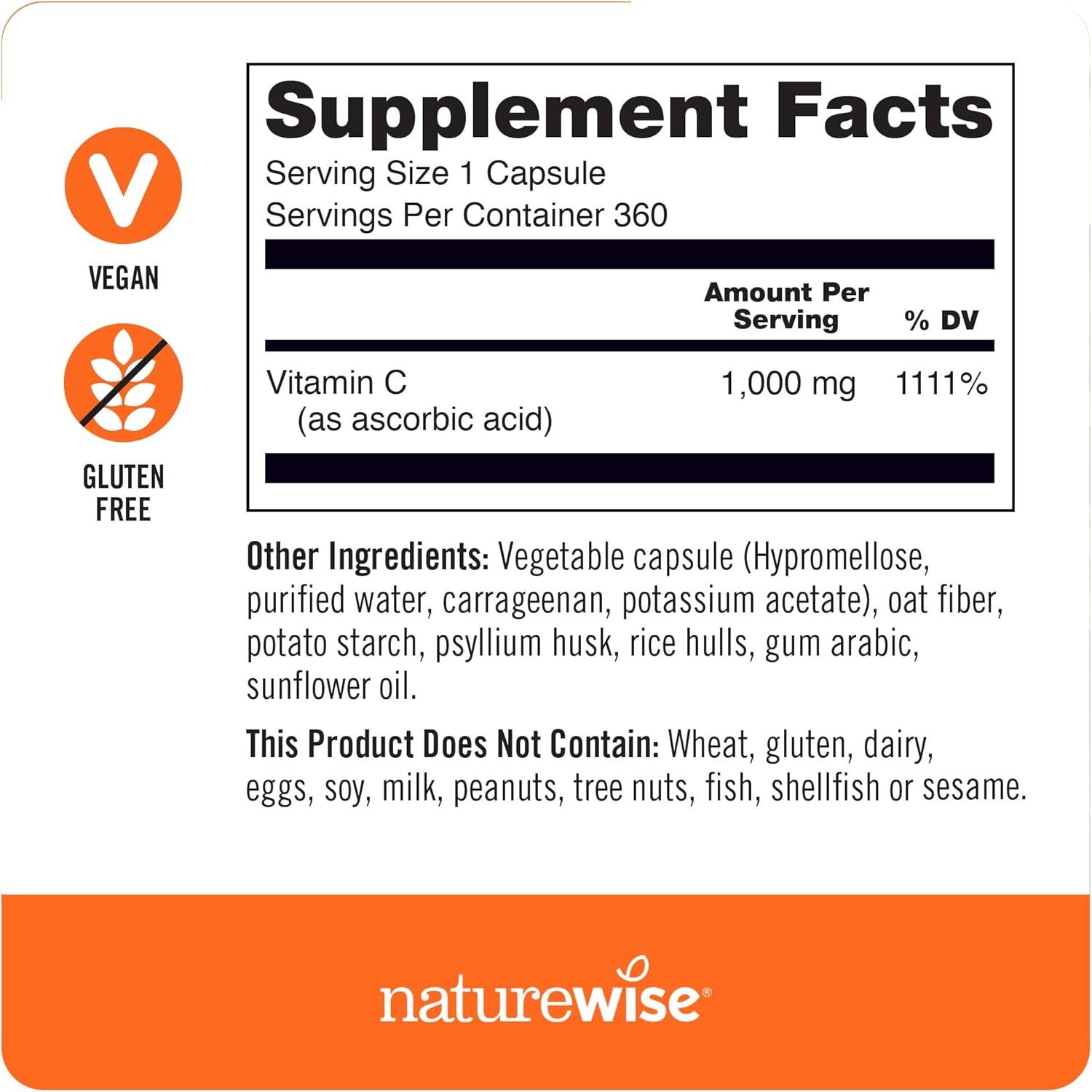 360 Count NatureWise Vitamin C 1000mg Capsules - Extra Strength Daily Immune Support & Collagen Booster - Vegan, Non-GMO, Gluten Free - 1-Year Supply