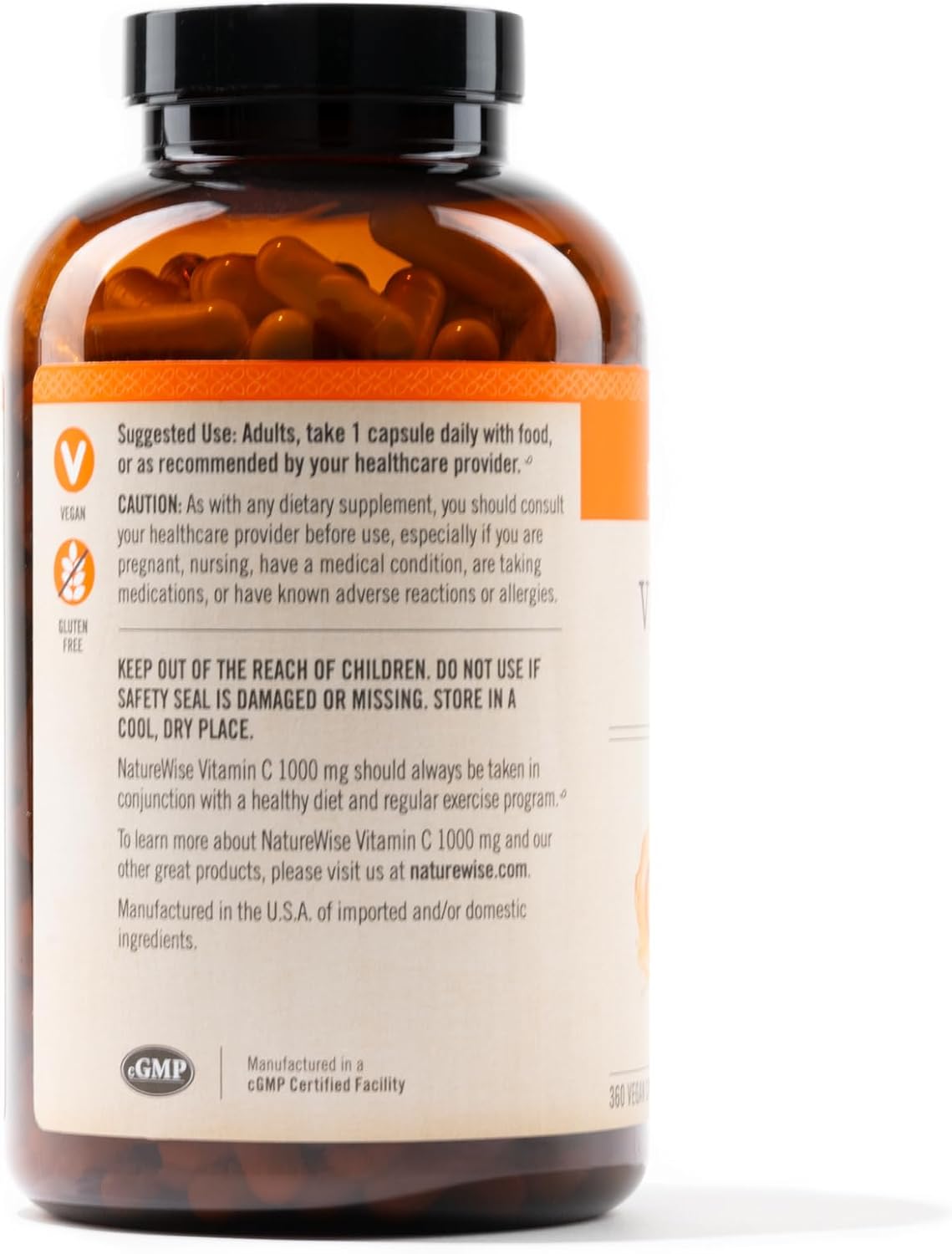 360 Count NatureWise Vitamin C 1000mg Capsules - Extra Strength Daily Immune Support & Collagen Booster - Vegan, Non-GMO, Gluten Free - 1-Year Supply