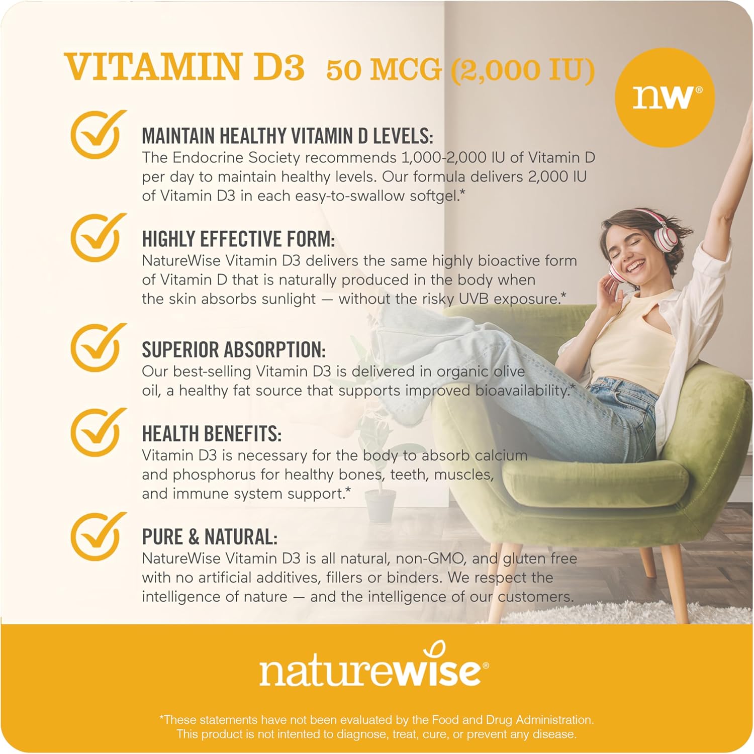 360-Count NatureWise Vitamin D3 2000iu with Omega 3, Vitamin E for Muscle, Immune, Heart, Brain, Eye, Joint, Bone Health in 60ct for Men and Women