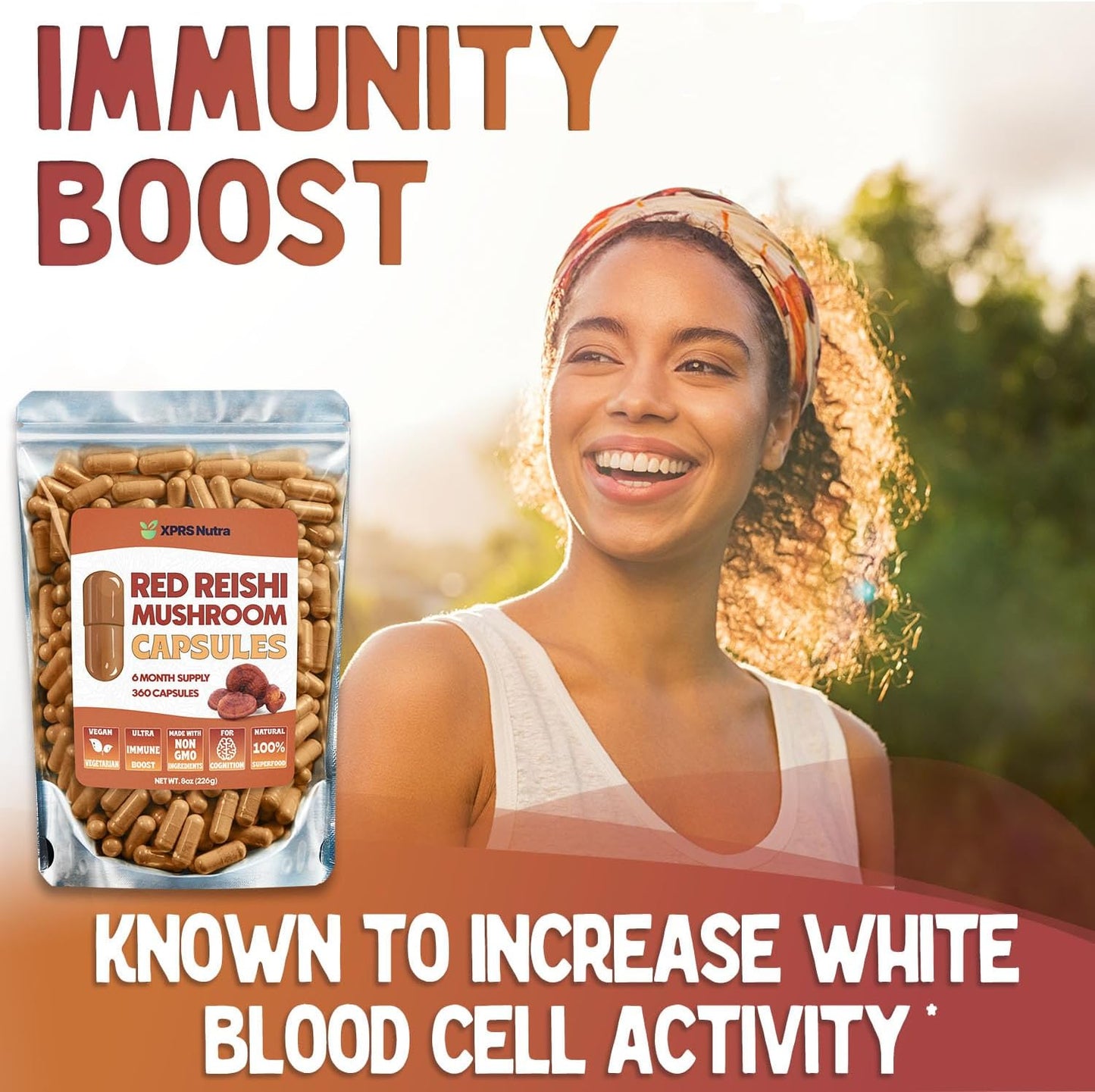 360 Count Reishi Mushroom Capsules for Cognitive and Immune Support - 6 Month Supply - Organic Red Reishi Supplement
