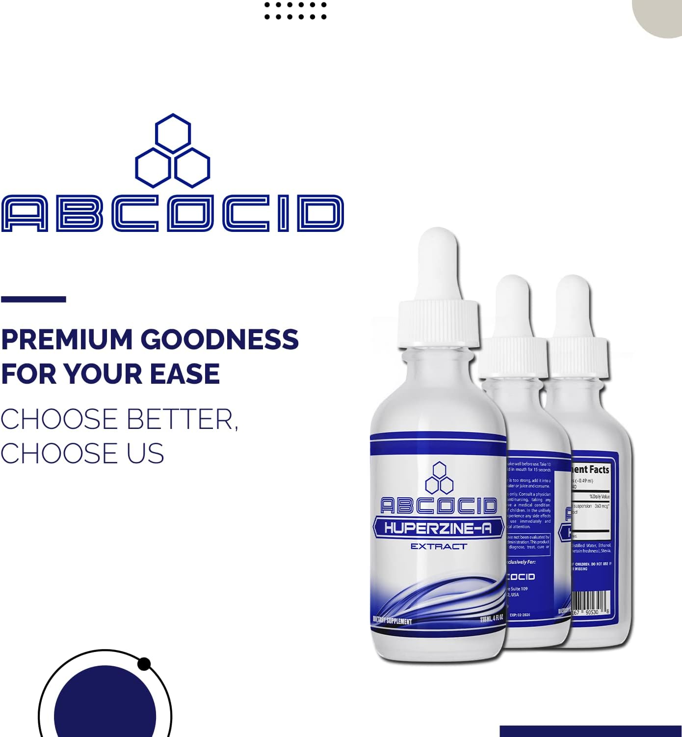360 mcg Huperzine-A Liquid Supplement - 4 Oz, 240 Servings - Made in USA - Quick Absorption - Potent Ingredients - Third-Party Tested - GMP Certified - Cruelty-Free