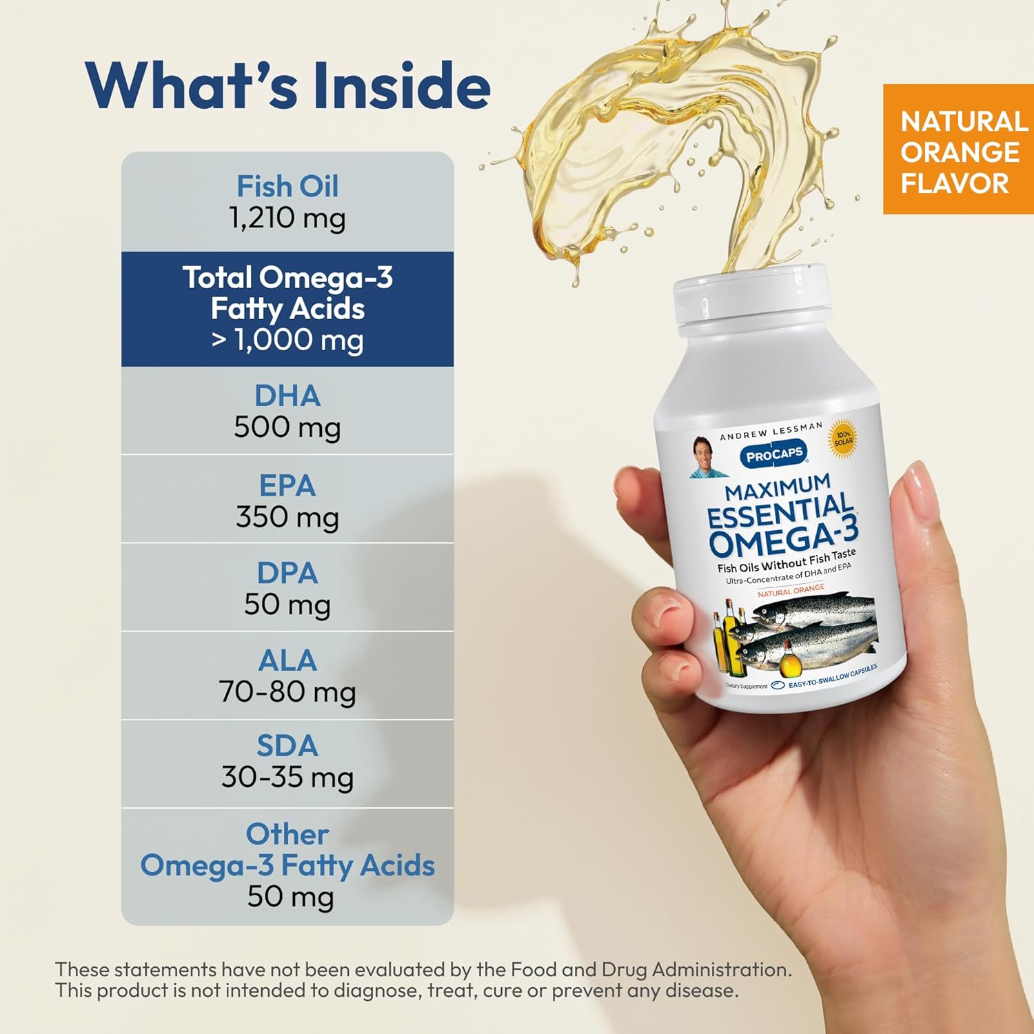 360 Softgels Andrew Lessman Maximum Essential Omega-3 Orange - High Potency, Ultra-Pure Oils, High DHA, No Mercury, Easy to Swallow