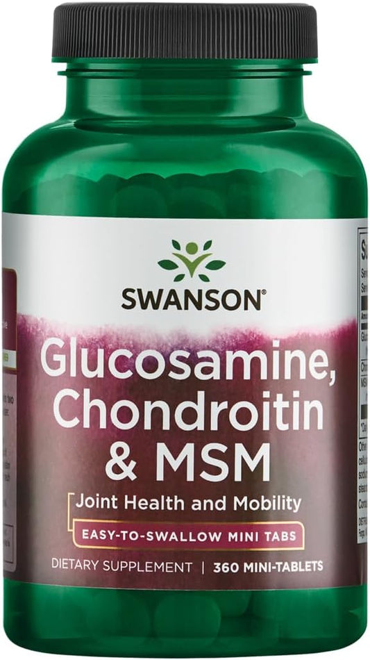 360 Swanson Mini-Tabs for Joint Mobility & Comfort - Glucosamine, Chondroitin, MSM - 750/600/300mg
