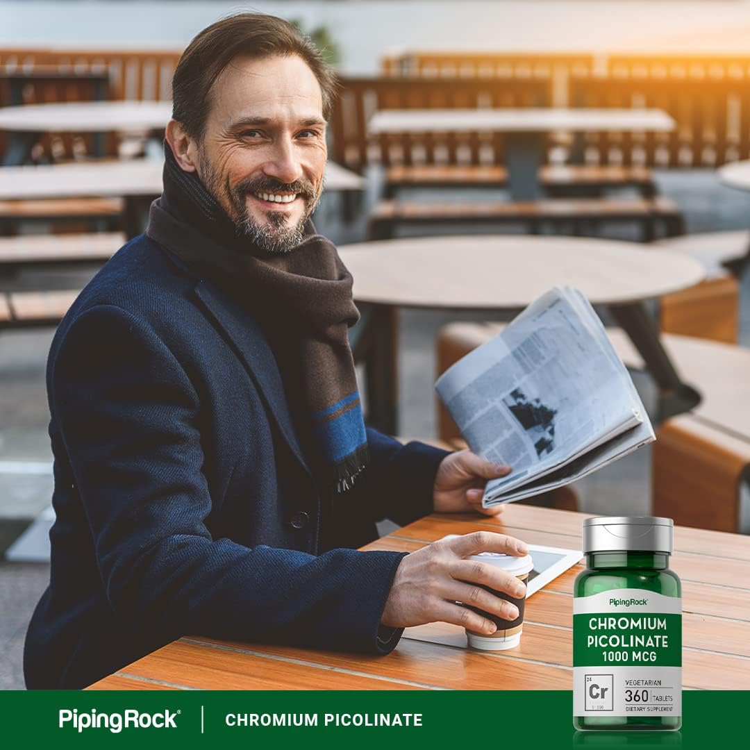 360 Tablet Piping Rock Chromium Picolinate 1000mcg Pills - Vegetarian, Non-GMO & Gluten Free Supplement