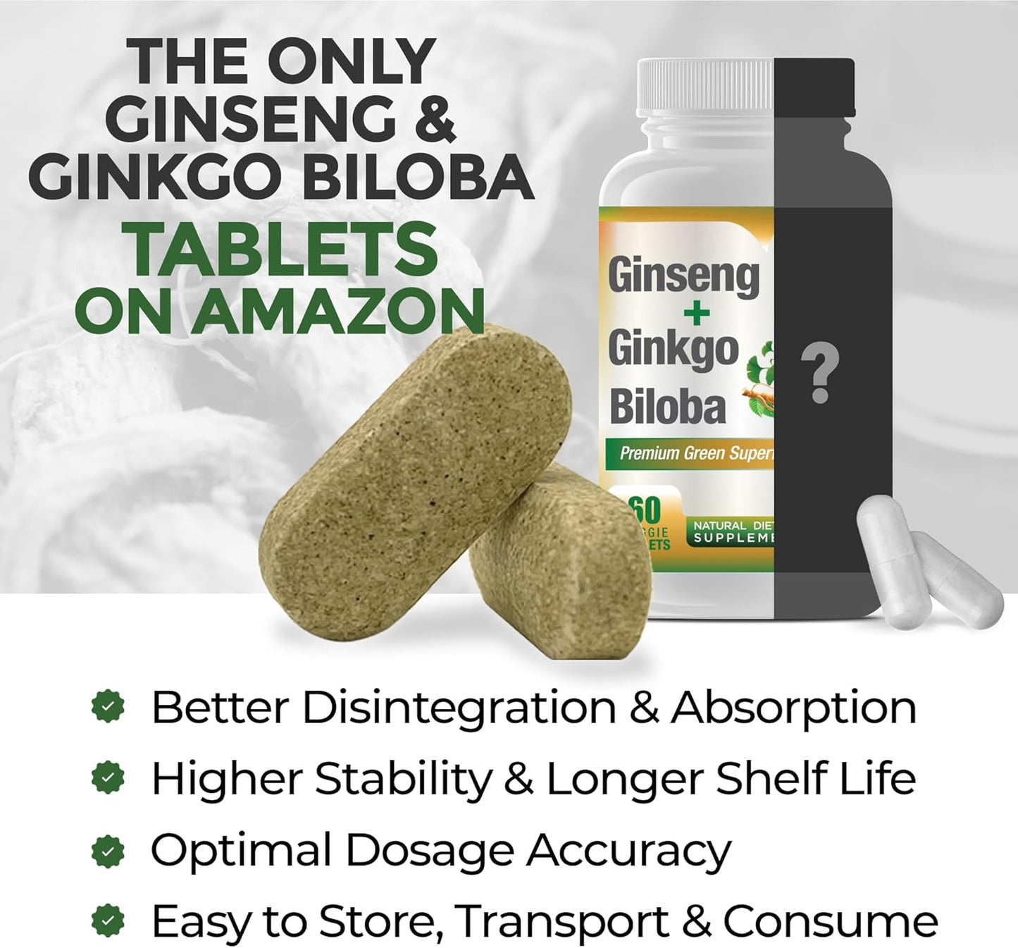 360 Tablets GreeNatr Ginko Biloba & Panax Ginseng Supplement for Memory, Focus, Vision, Immune System & Blood Flow